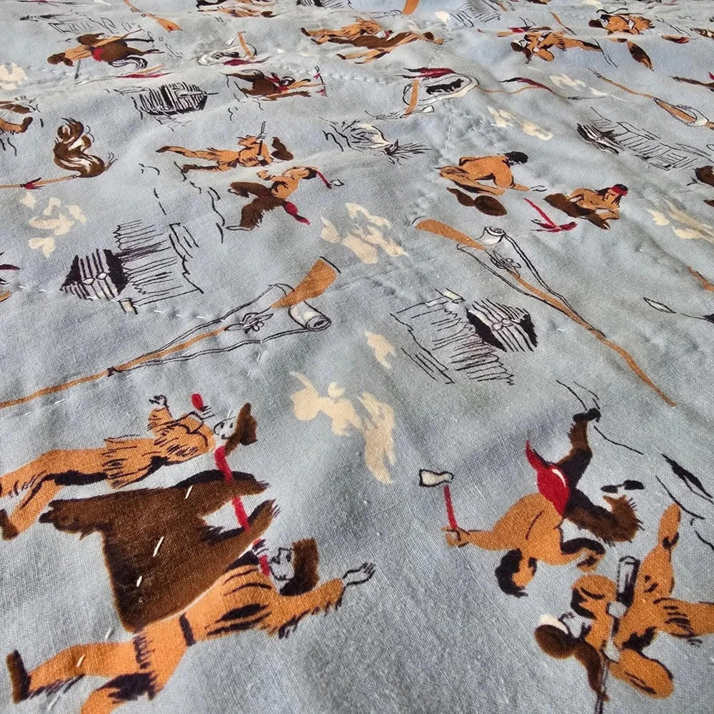 Vintage Handmade 1920s Sunbonnet Sue and‎ Overall Sam Quilt  Western Print Back